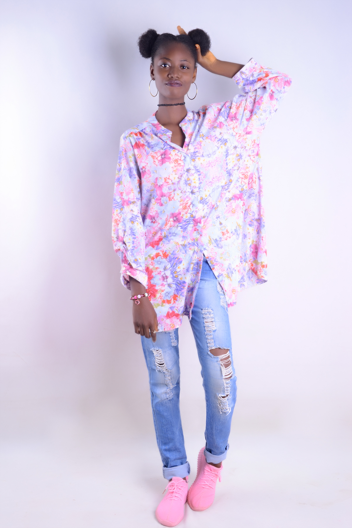 Oversized floral tee-shirt