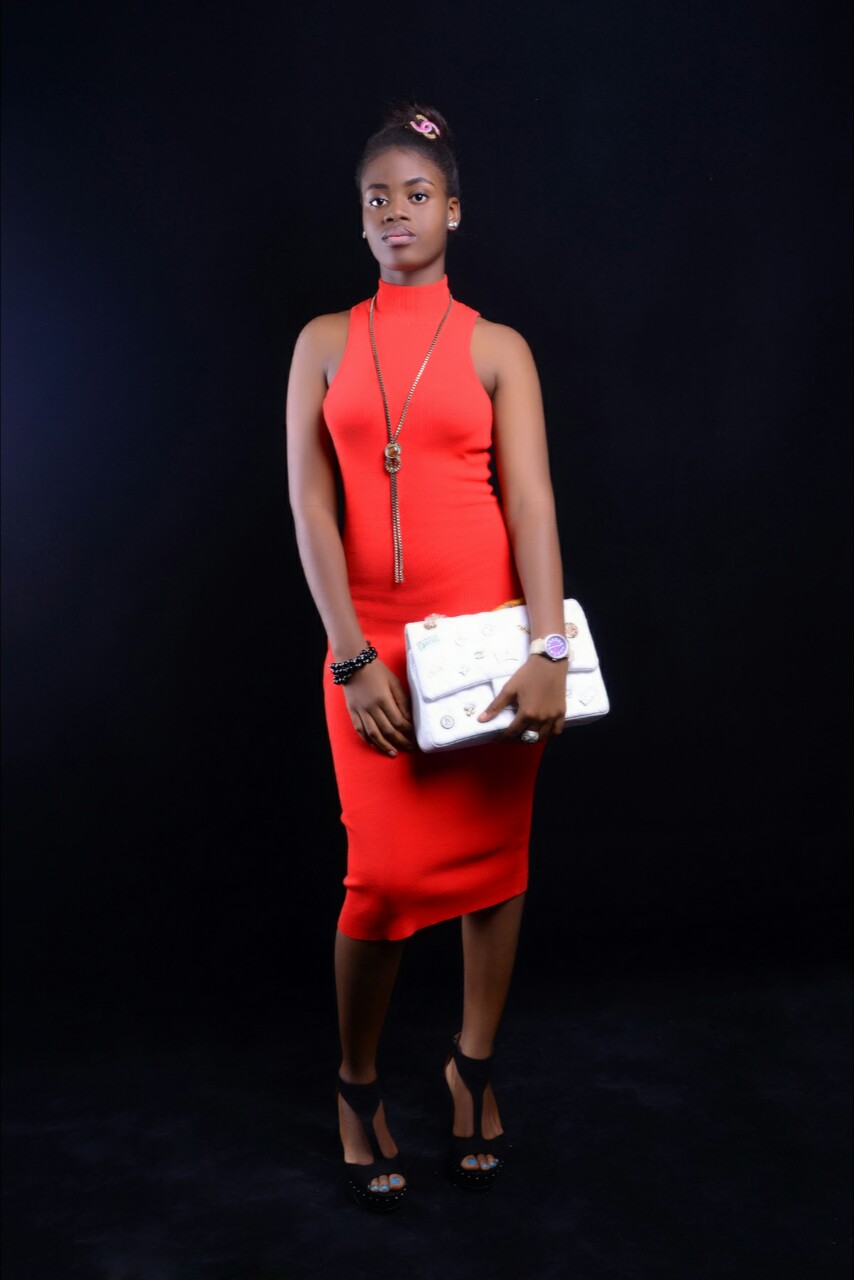 Red marled-mock body-con dress